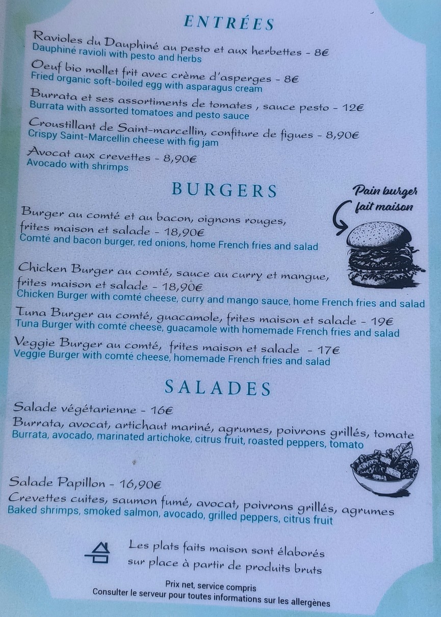 Café Le Papillon menu 1