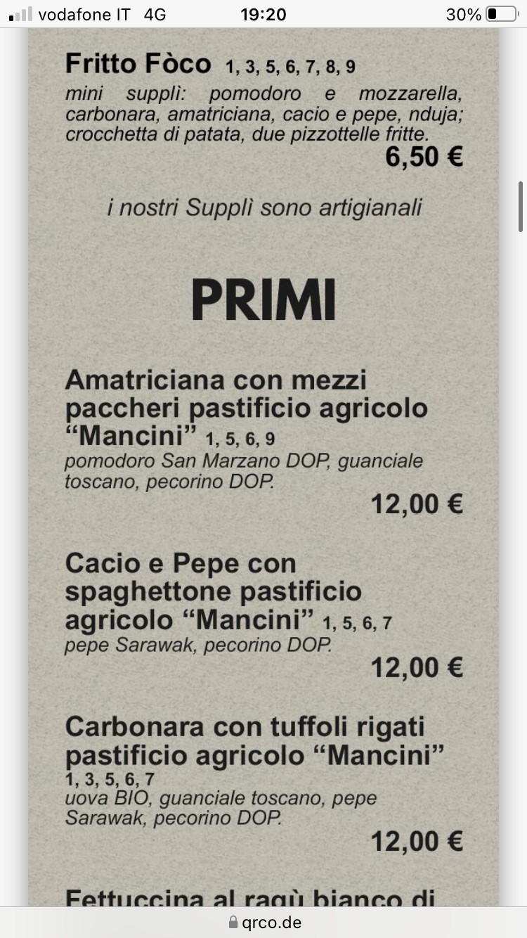 Fòco | Ristorante a Centocelle - Braceria - Pizzeria menu 5