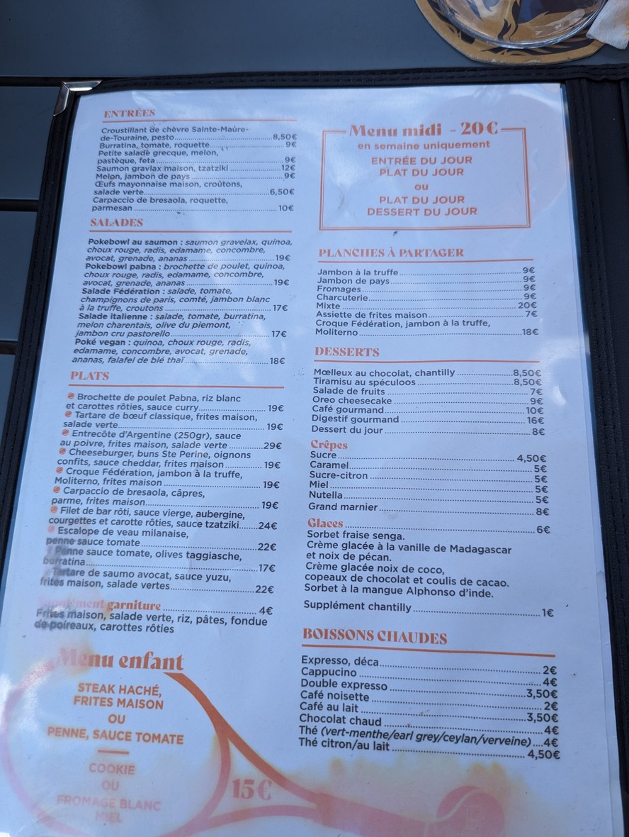 Fédération menu 1