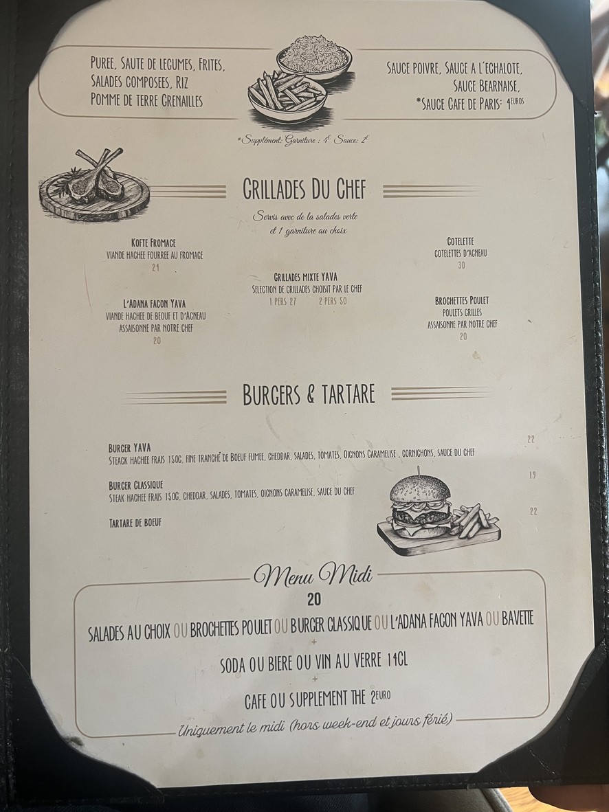 Yava Paris Restaurant menu 2