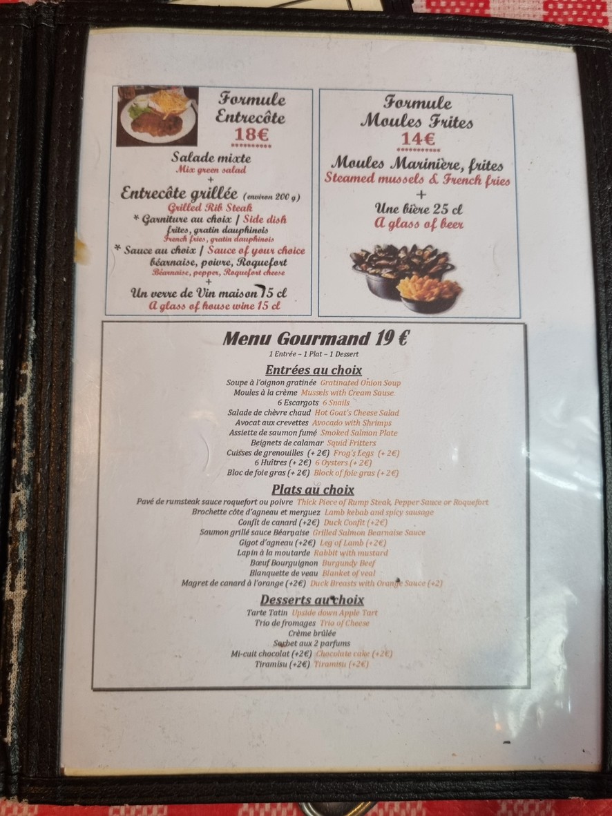 L'Auberge Saint-Séverin menu 1
