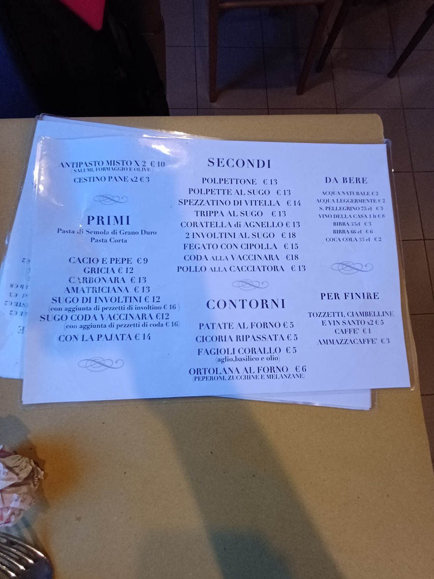 Trattoria La Sagra del Vino da Candido menu 1