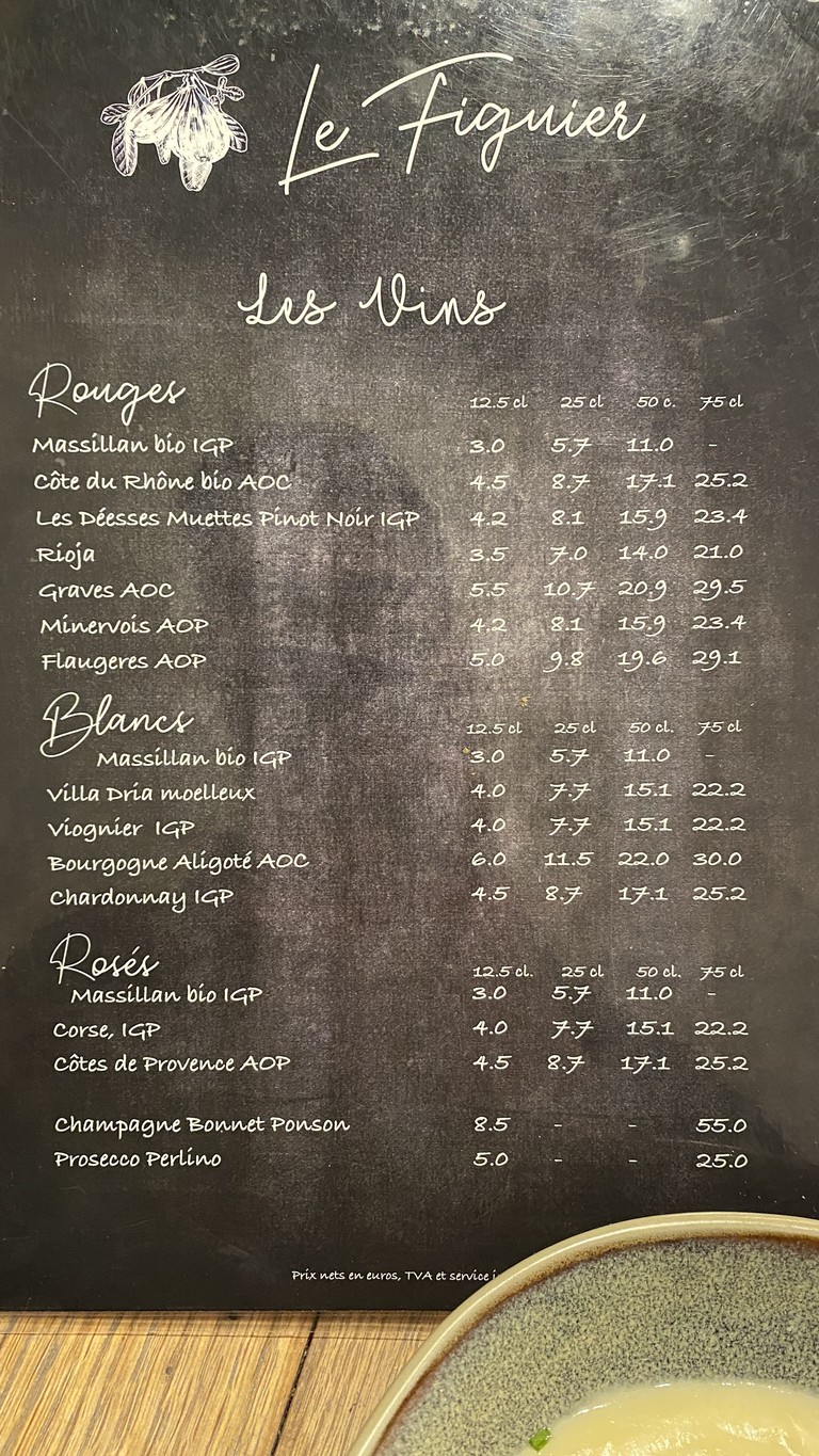 Le Figuier menu 3
