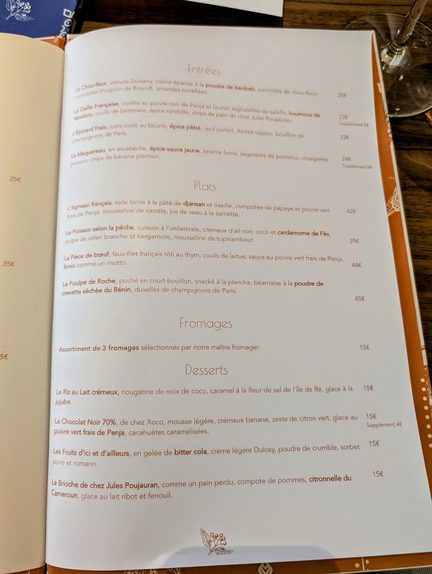 Table Penja menu 2