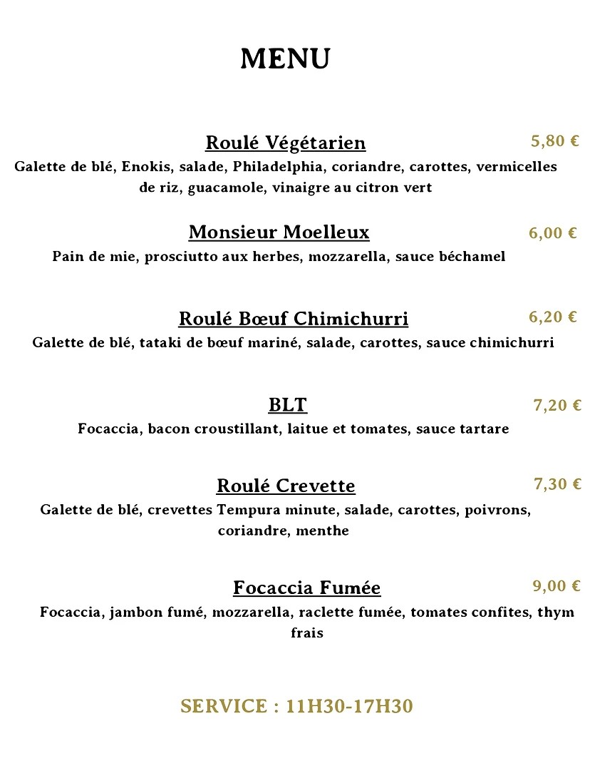 Water and dreams menu 1
