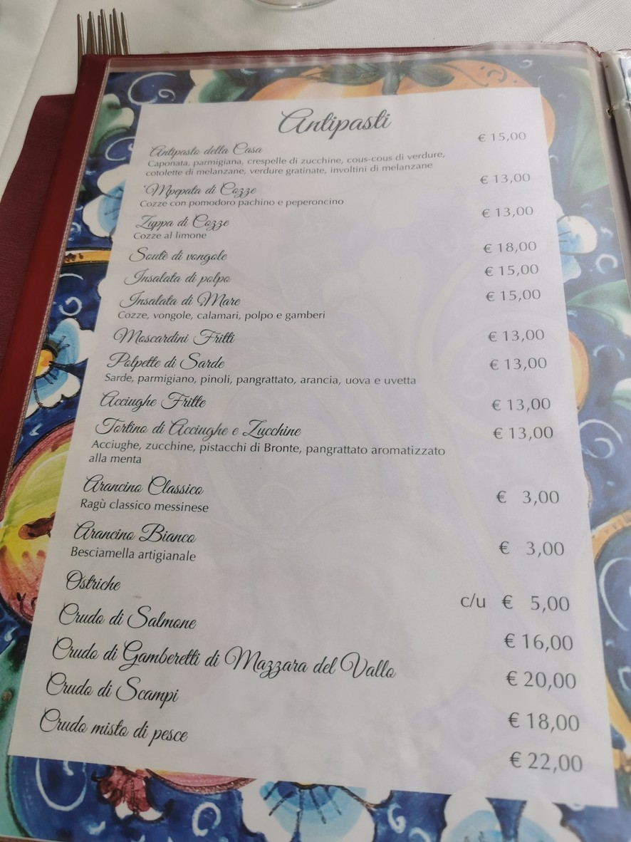 L'Angolo di Sicilia menu 1