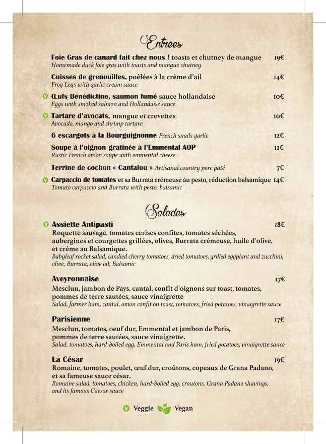 Le Rempart Bastille menu 2