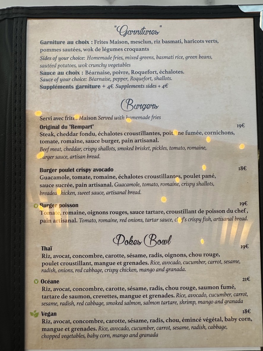 Le Rempart Bastille menu 4