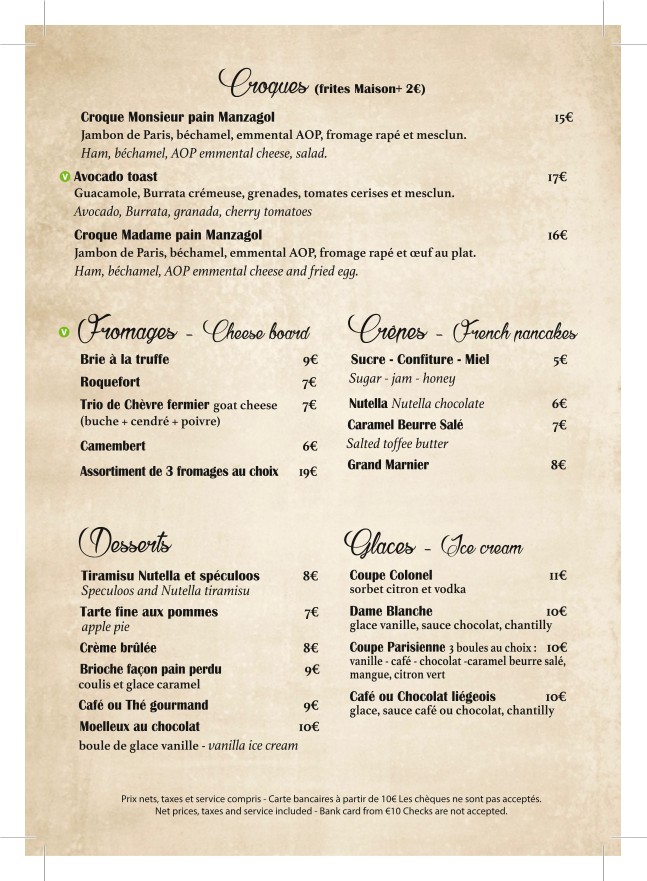 Le Rempart Bastille menu 5