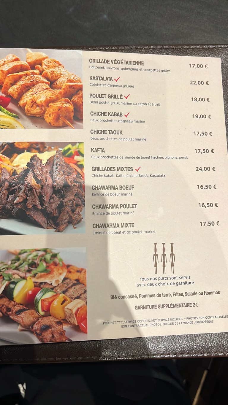 Le Grand Phénicien menu 2