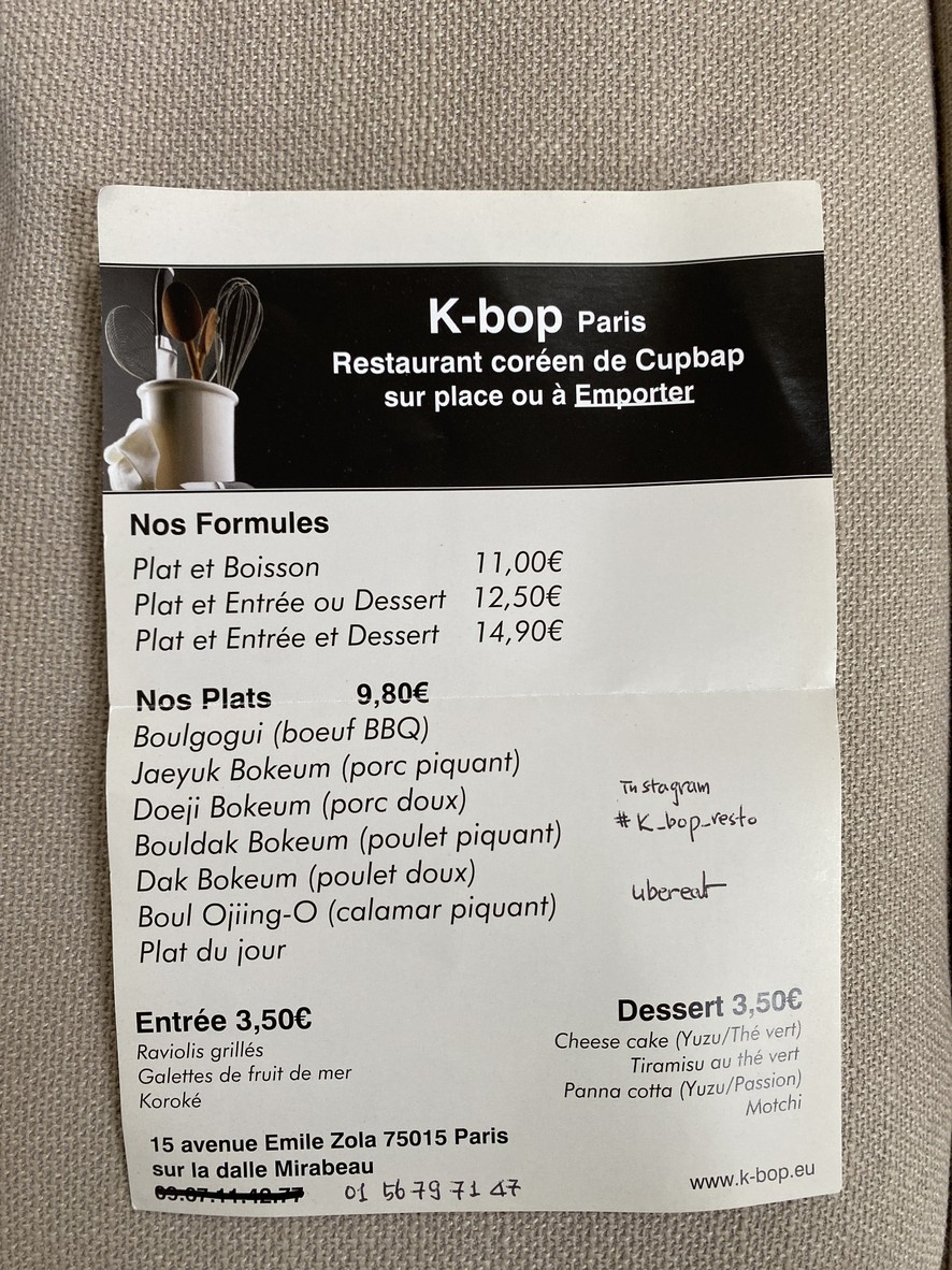 K-bop @k_bop_resto menu 2