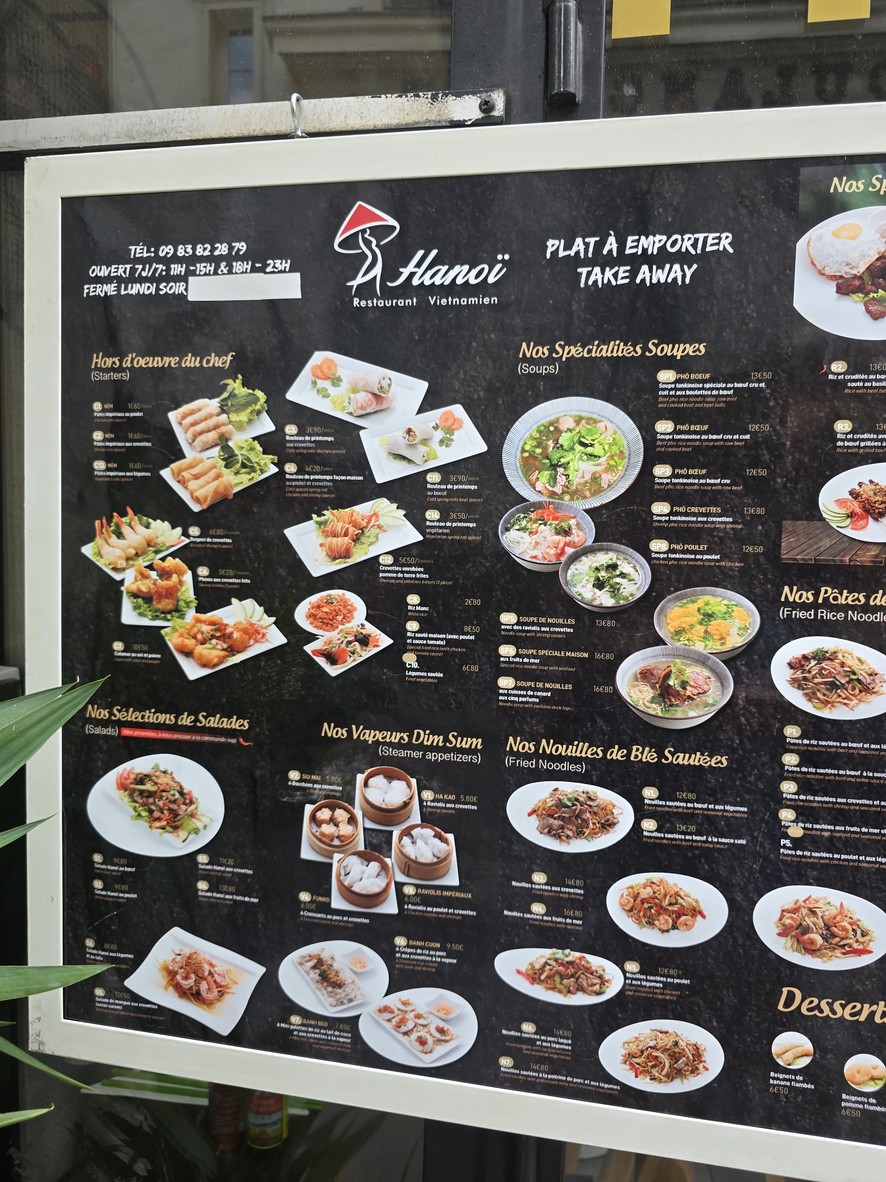 Hanoï Restaurant menu 1