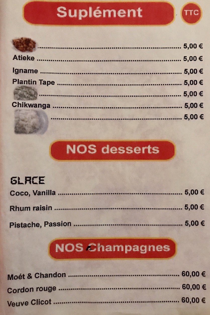 La Forêt Noire menu 2