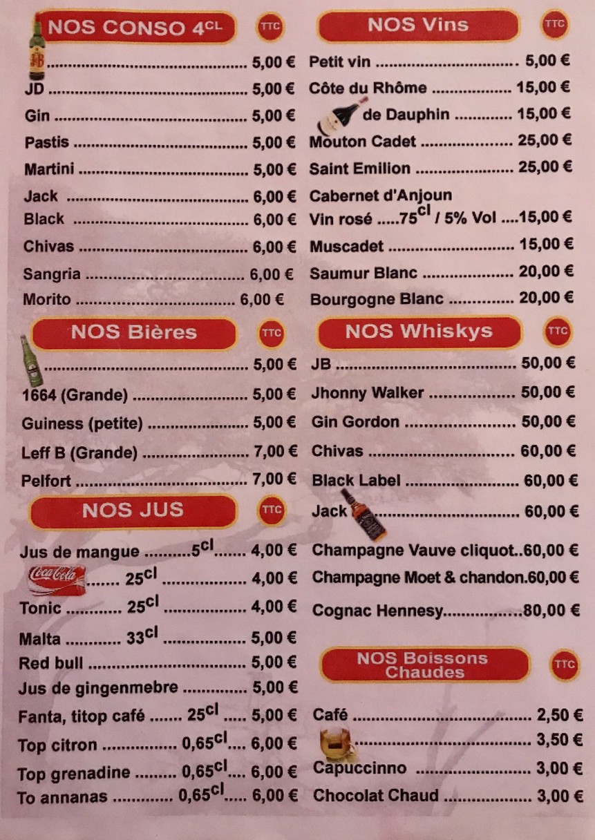 La Forêt Noire menu 3
