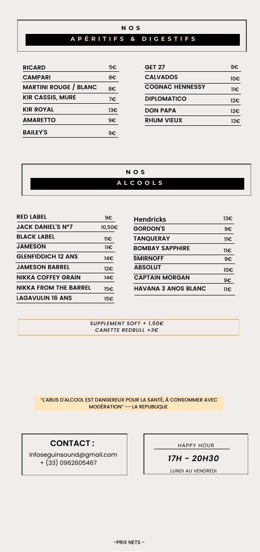 Sonido Seguin menu 4