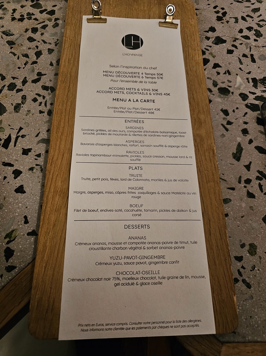 L'Hommage menu 3