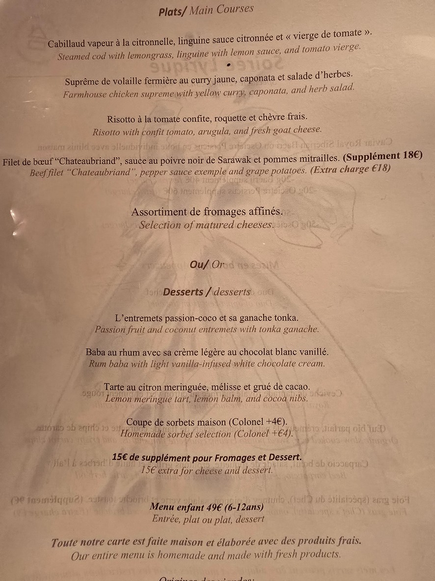 Bel Canto menu 2