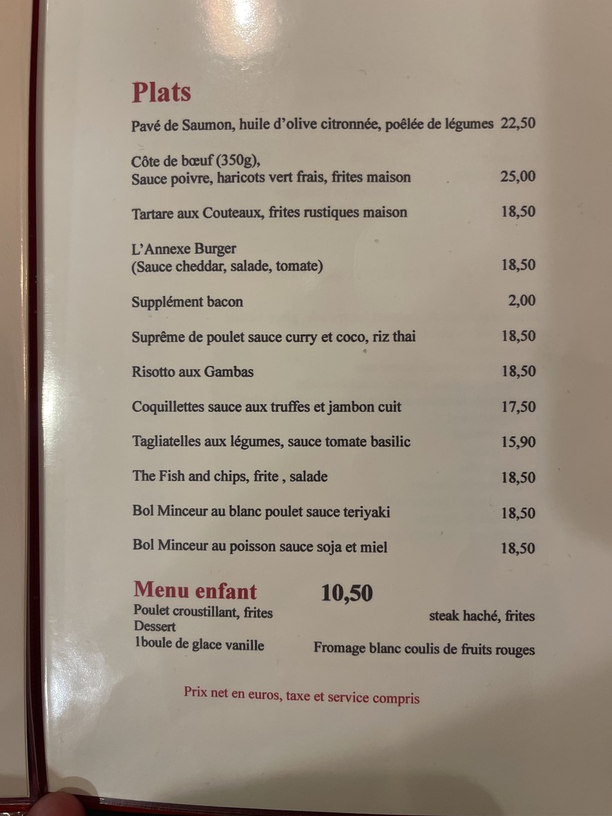 L'Annexe menu 2
