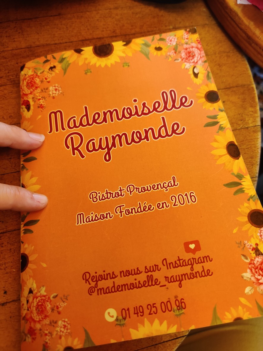 Mademoiselle Raymonde menu 1