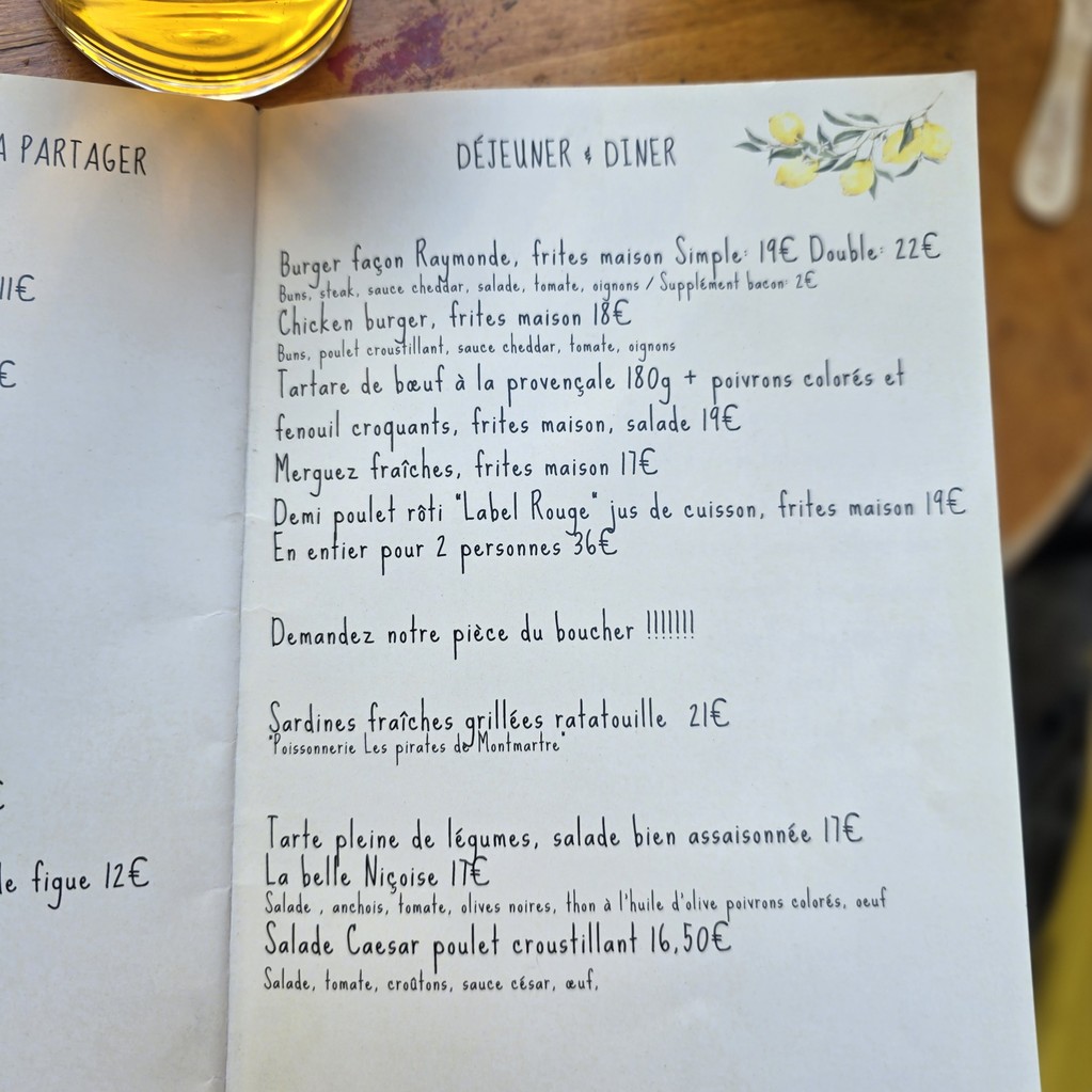 Mademoiselle Raymonde menu 3