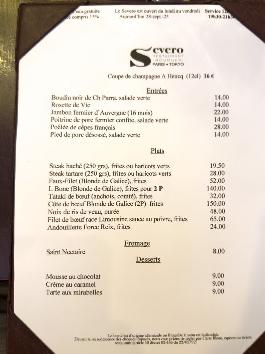 Severo menu 1