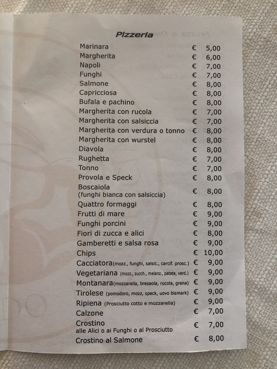 Gildo Il Cacciatore menu 2