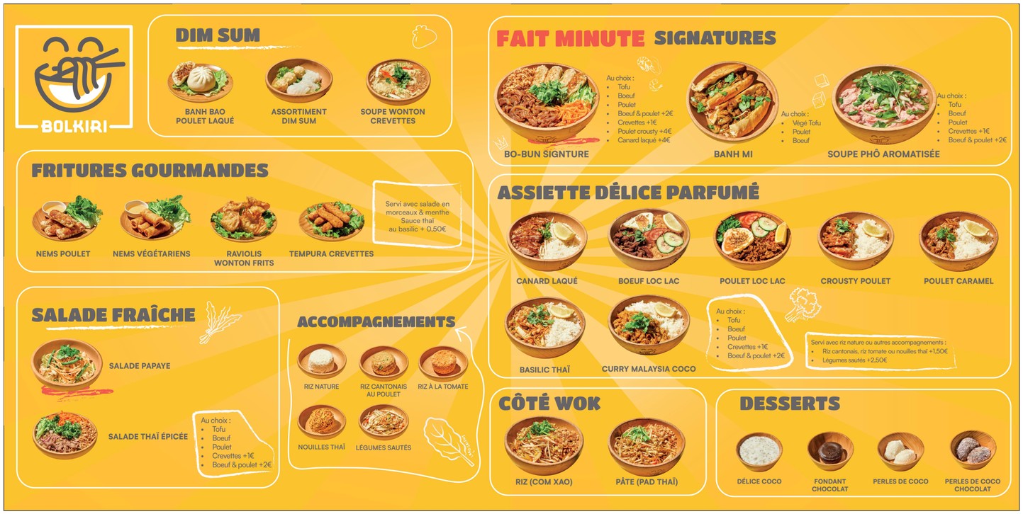 BOLKIRI Street Food Viêt Saint-Denis (Pierrefitte) menu 1