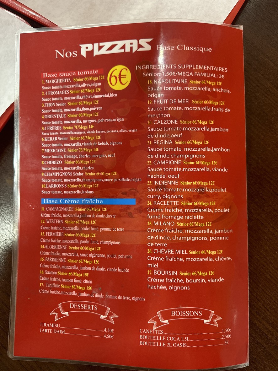 Les 4 Frères De Clichy (Ancien Pizza Tamav) menu 3