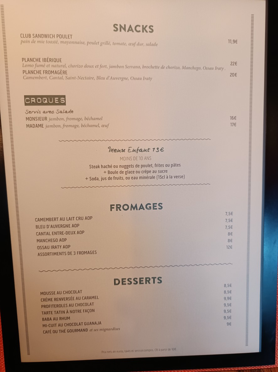 Le Grand Comptoir d'Anvers menu 3