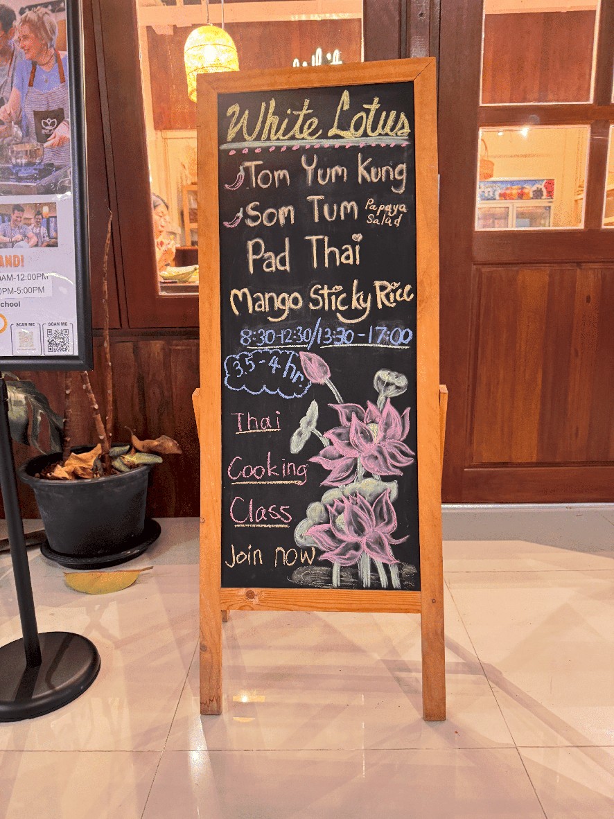 White Lotus Thai Cooking Class menu 1