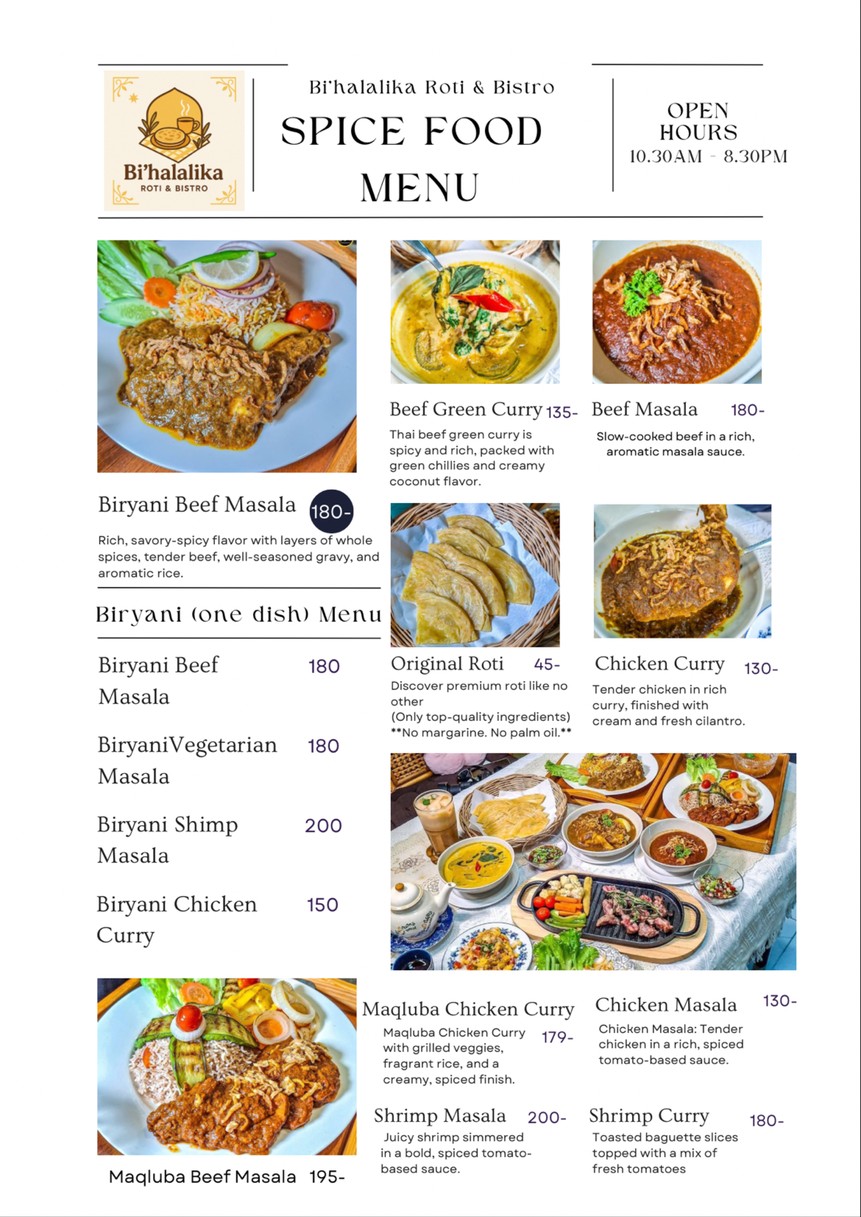 Bi'halalika​ Roti​ &​ Bistro menu 2