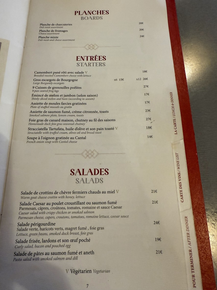 La Mère Catherine menu 1