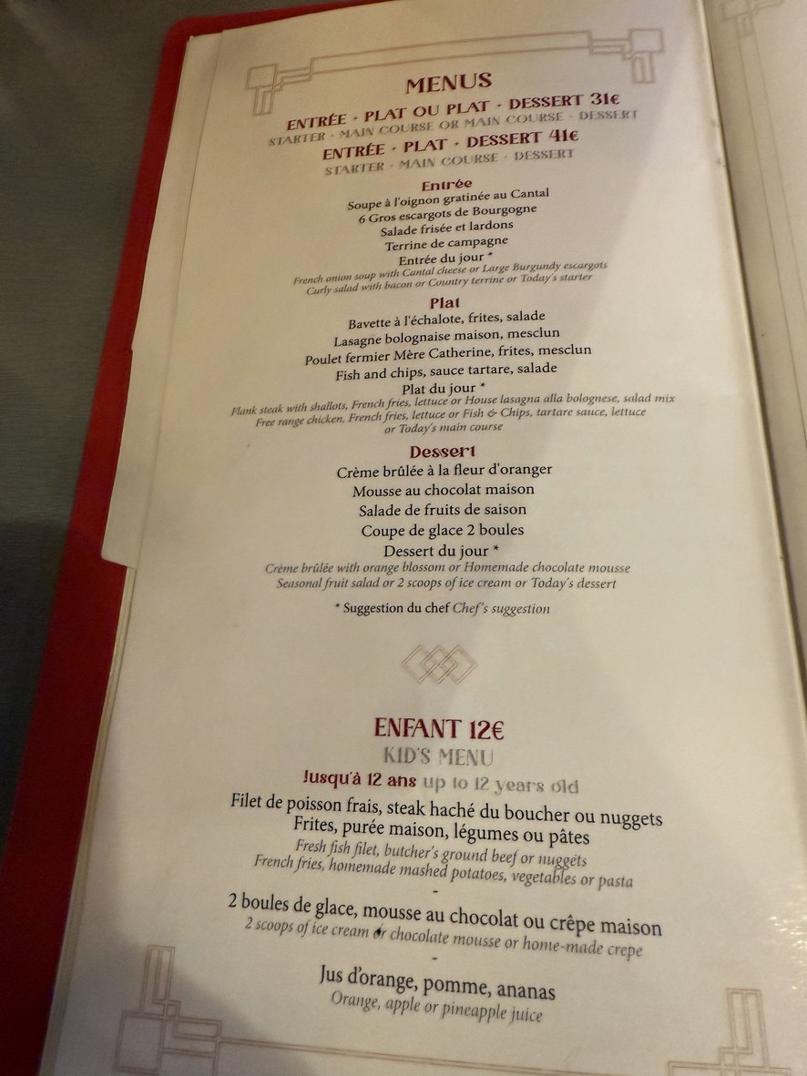 La Mère Catherine menu 3