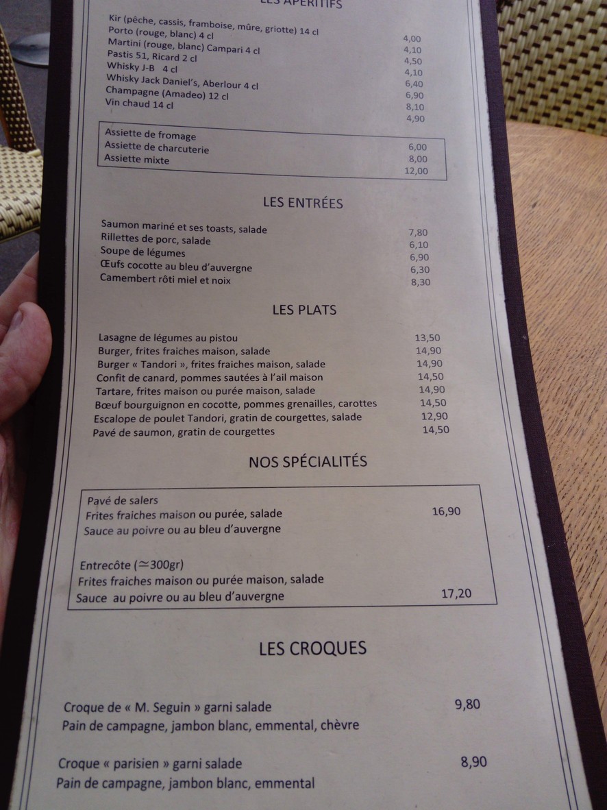 Café Rey Bastille menu 2