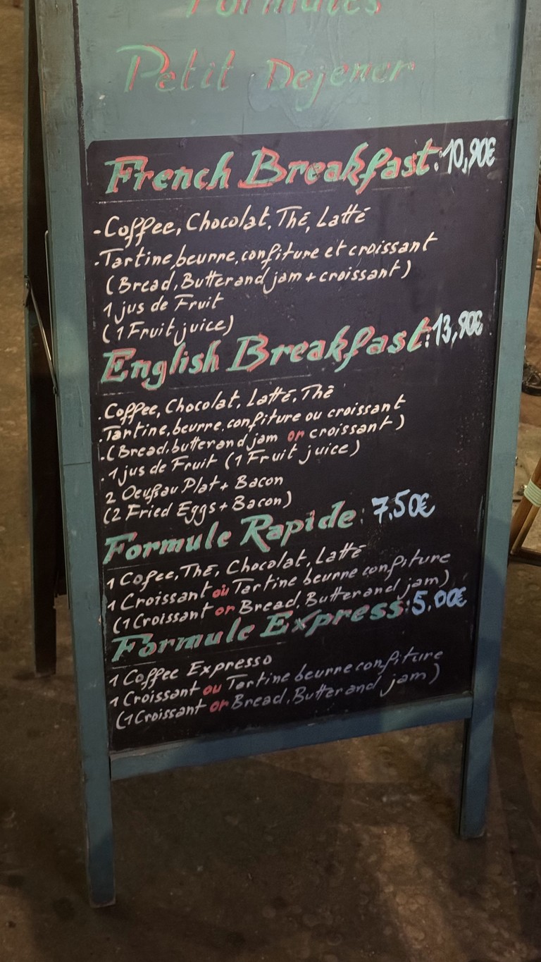 Bistrot du Métro menu 1