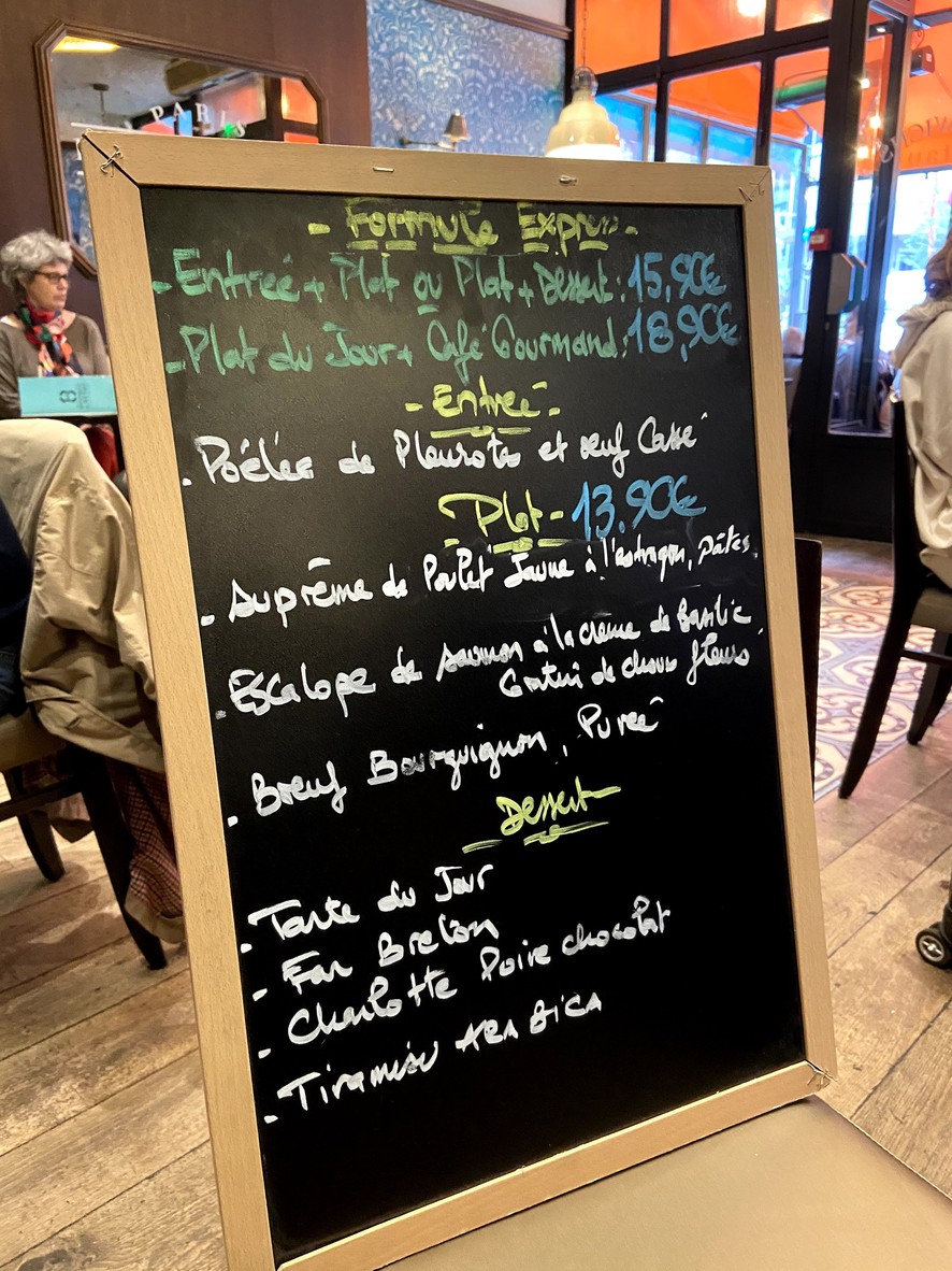 Bistrot du Métro menu 3
