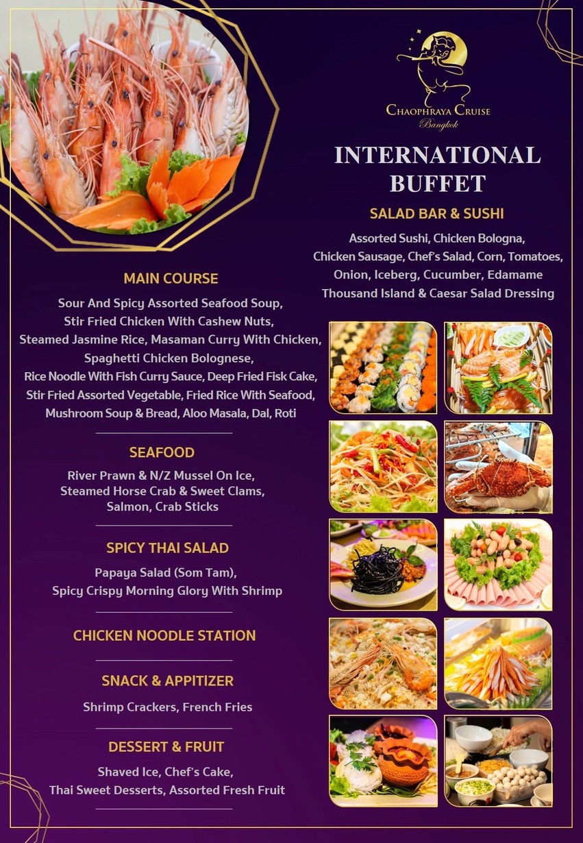 Chaophrayacruise menu 2