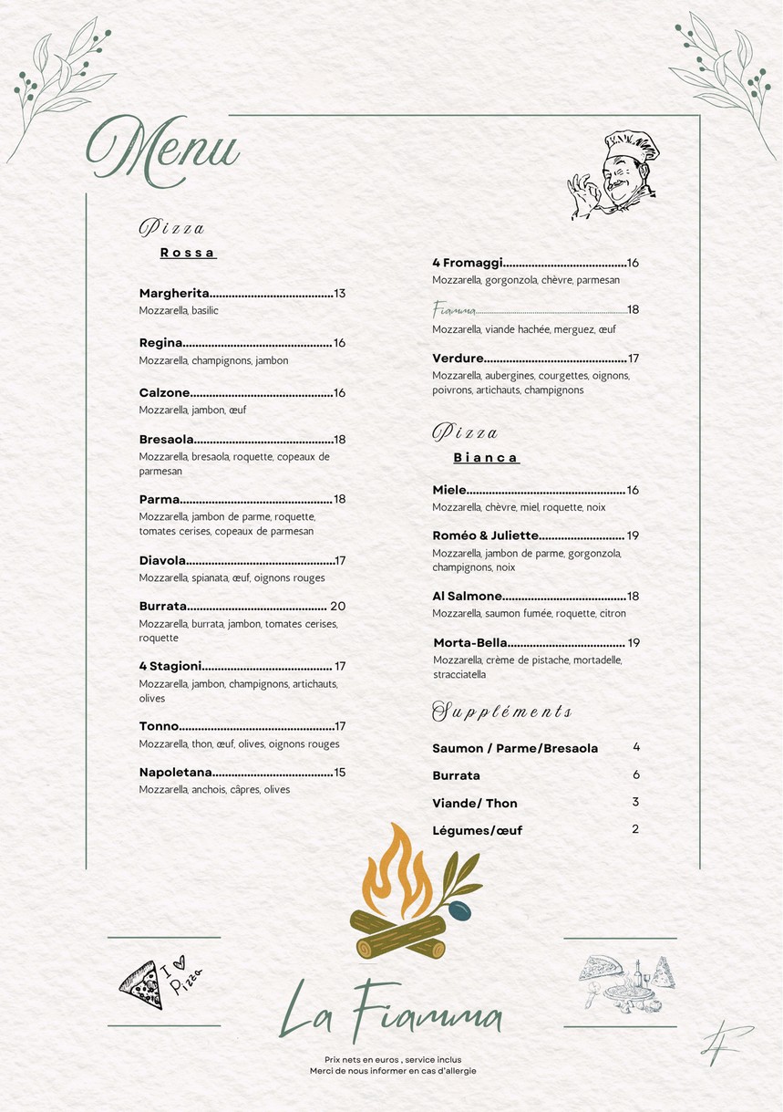 La Fiamma menu 2