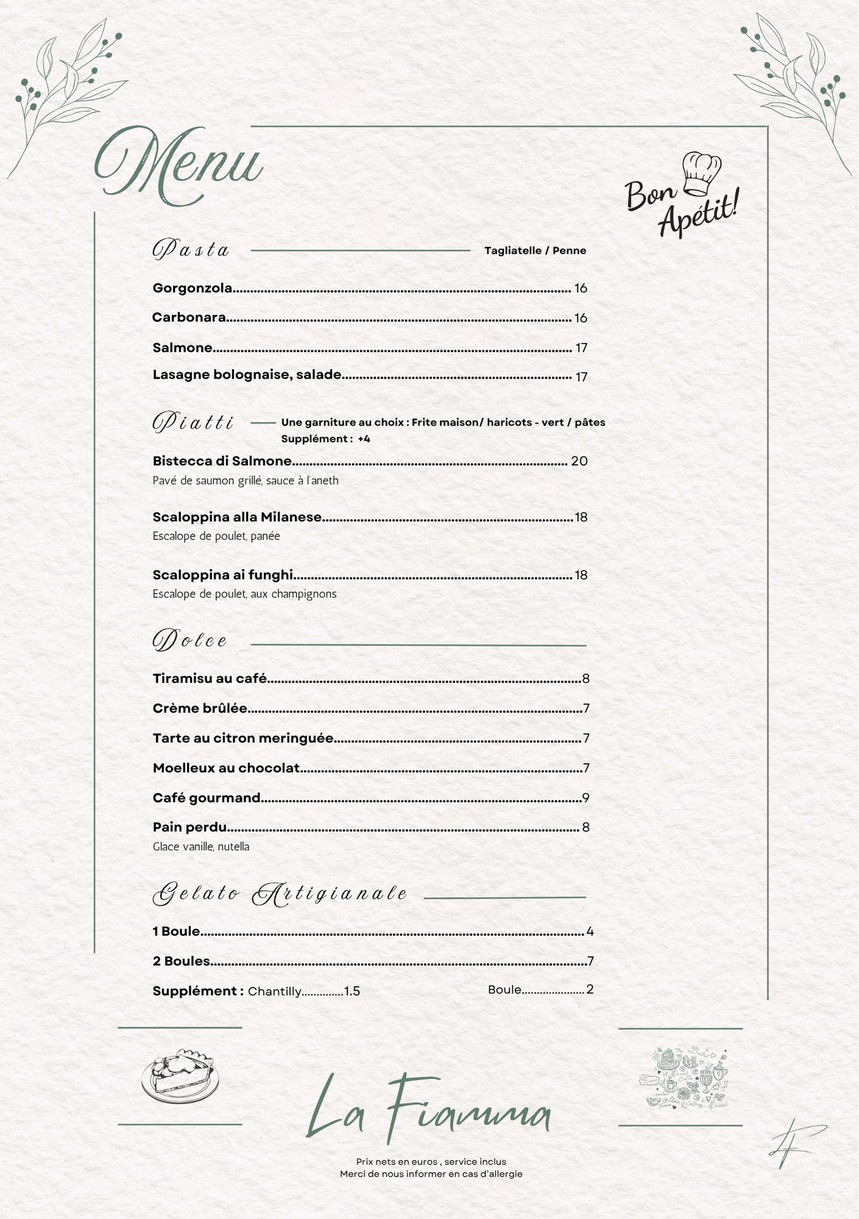 La Fiamma menu 3