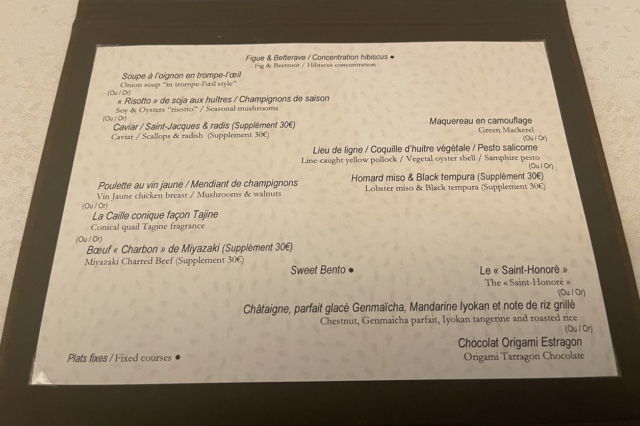 Sur Mesure menu 2