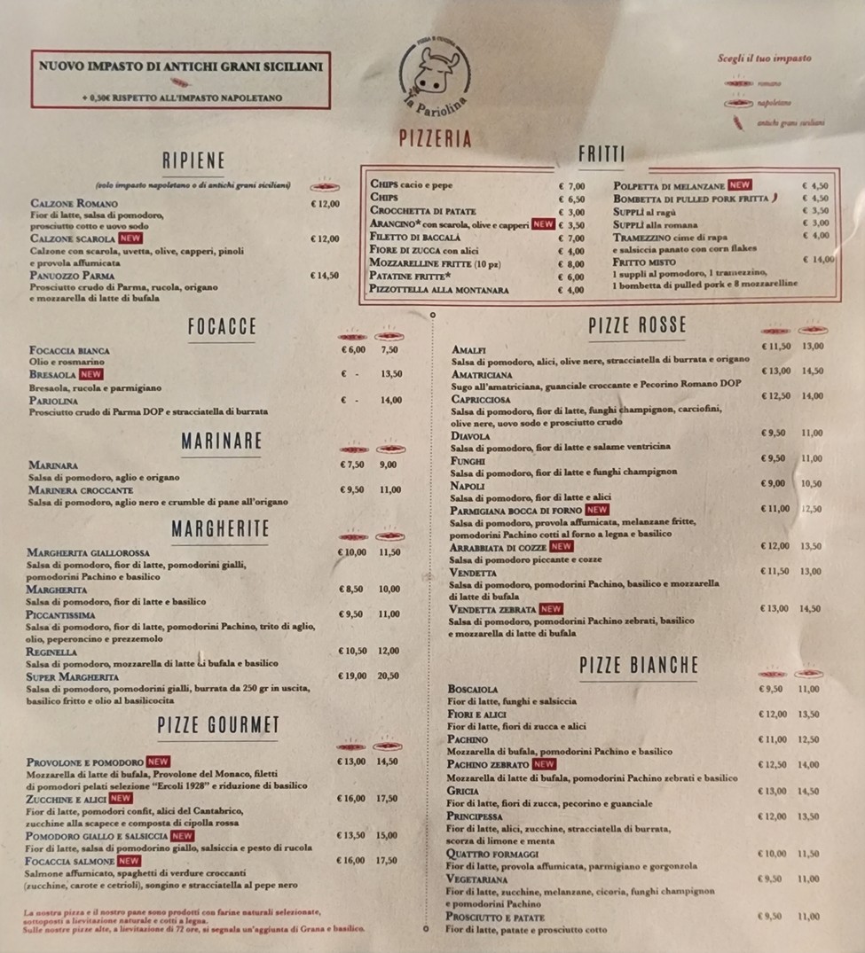 La Pariolina menu 2