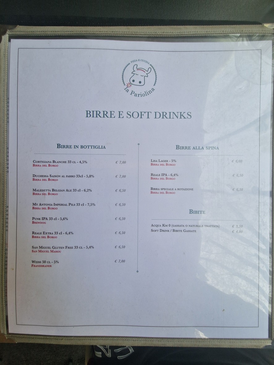 La Pariolina menu 3