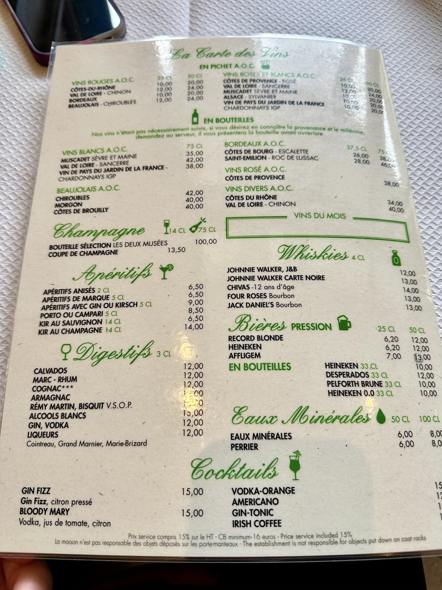 Les Deux Musées menu 3