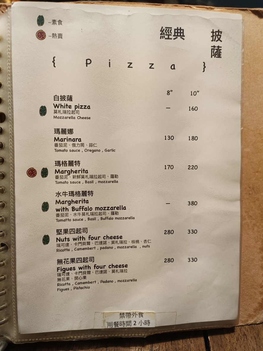Hǎo shíguāng pīsà běndiàn-Mínshēng diàn menu 2