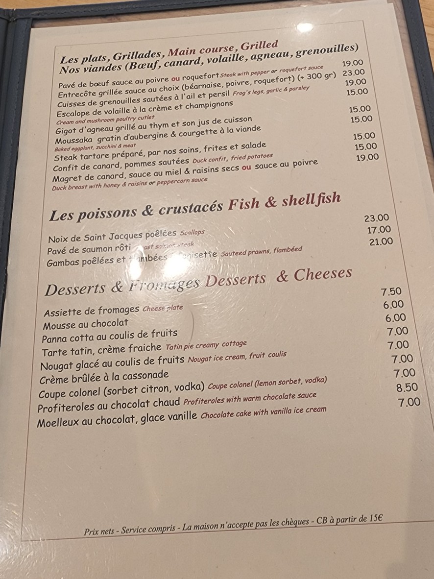 Au Petit Bistrot menu 2