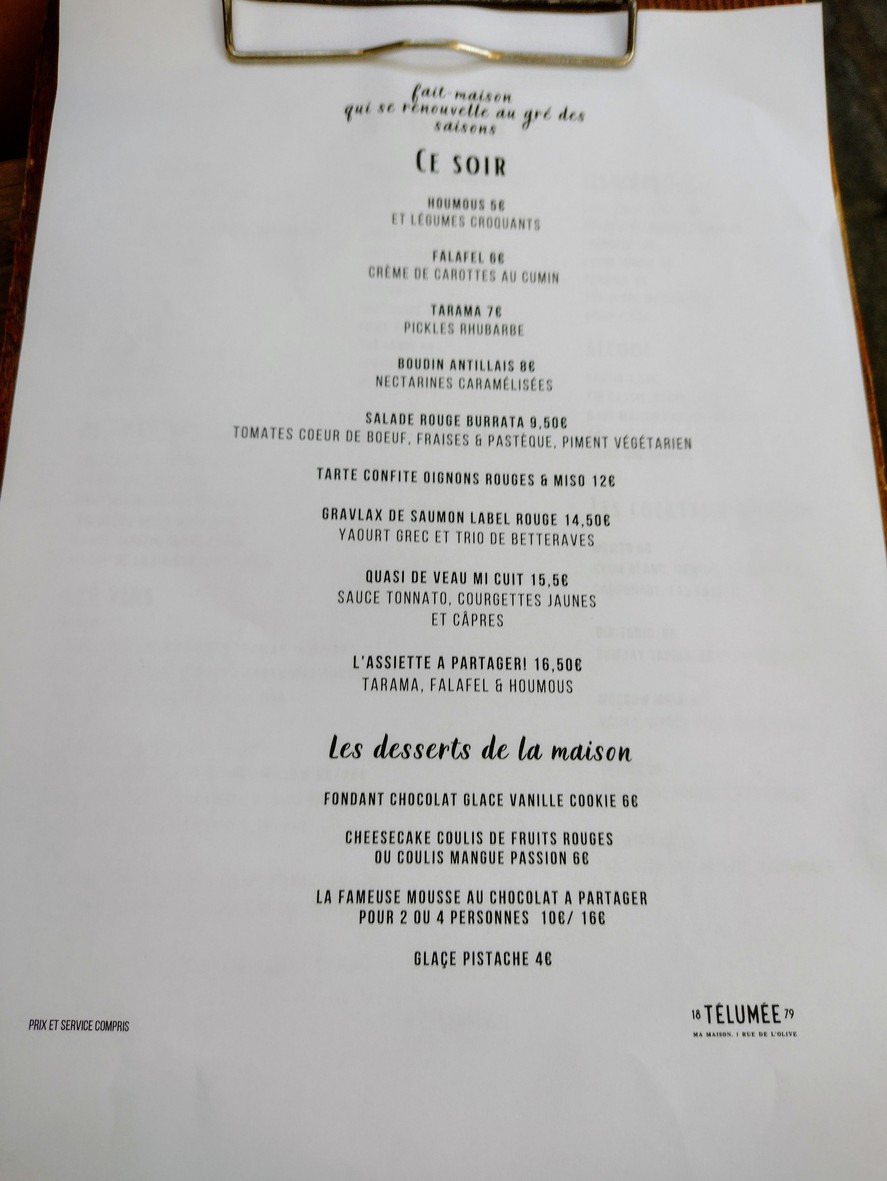 Télumée menu 2