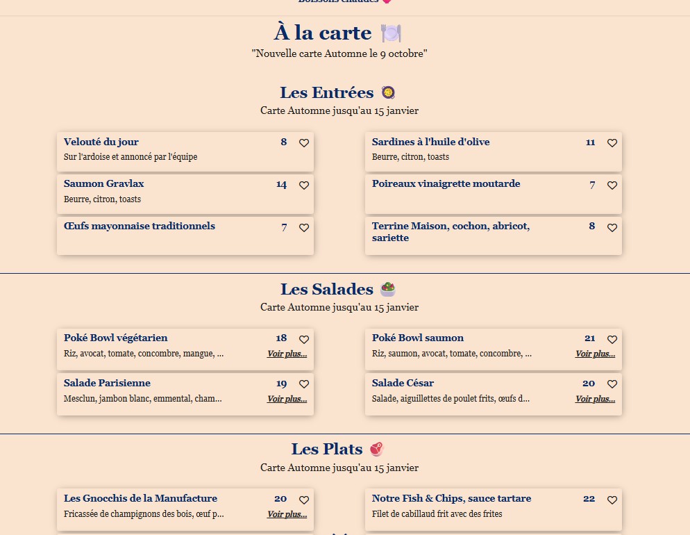 La Manufacture menu 2