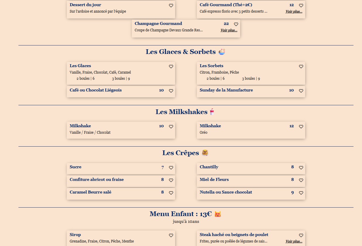 La Manufacture menu 4