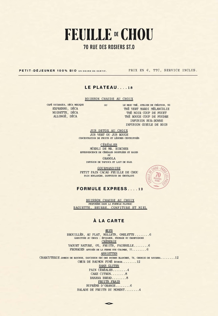 Feuille de Chou menu 1