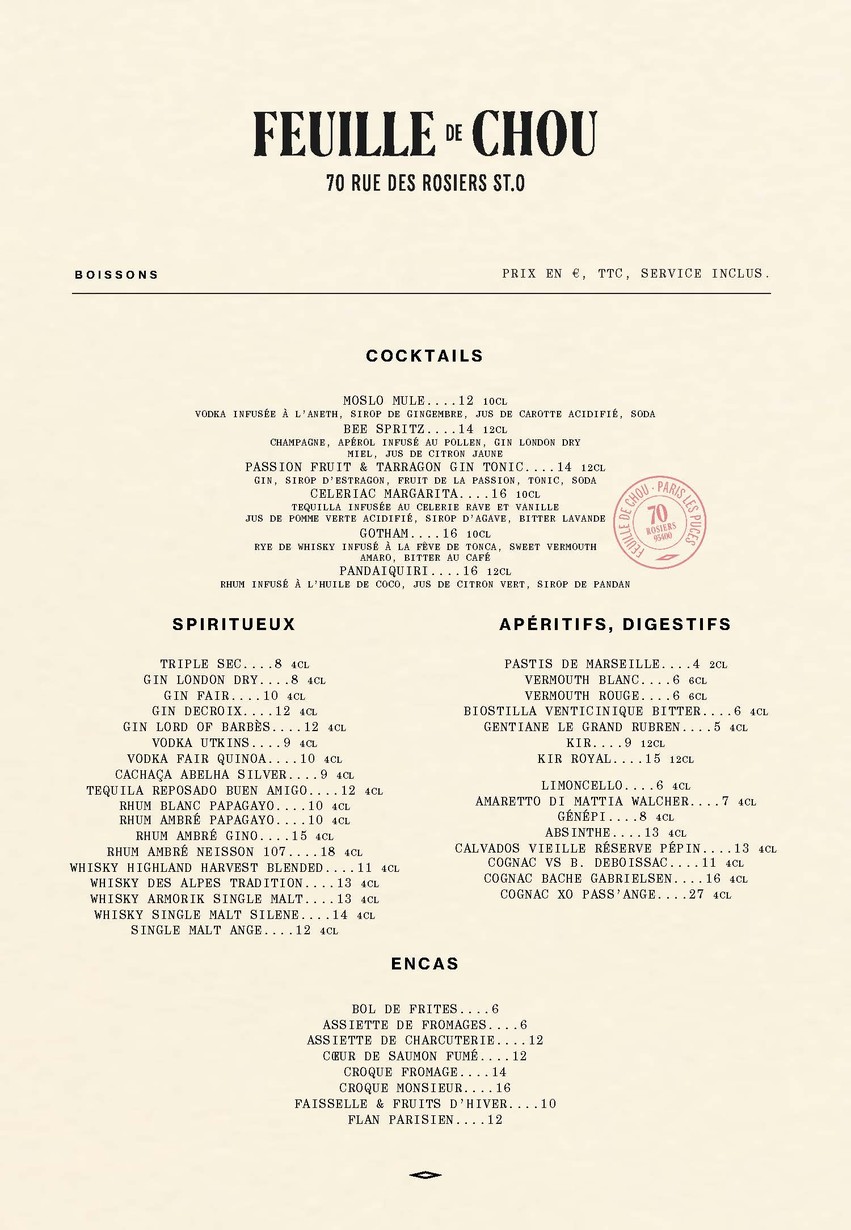 Feuille de Chou menu 4
